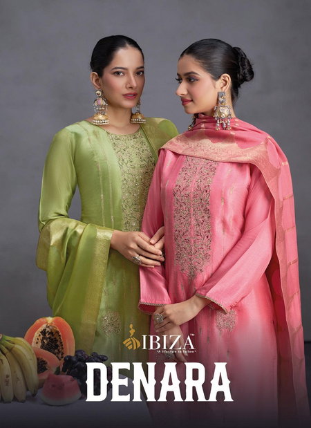 Denara By Ibiza Pure Rasiyan Silk  Embroidered Work Dress Material Best Wholesale Shop In Surat